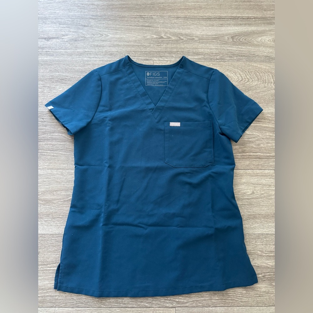 Figs Teal V-Neck Scrub Top